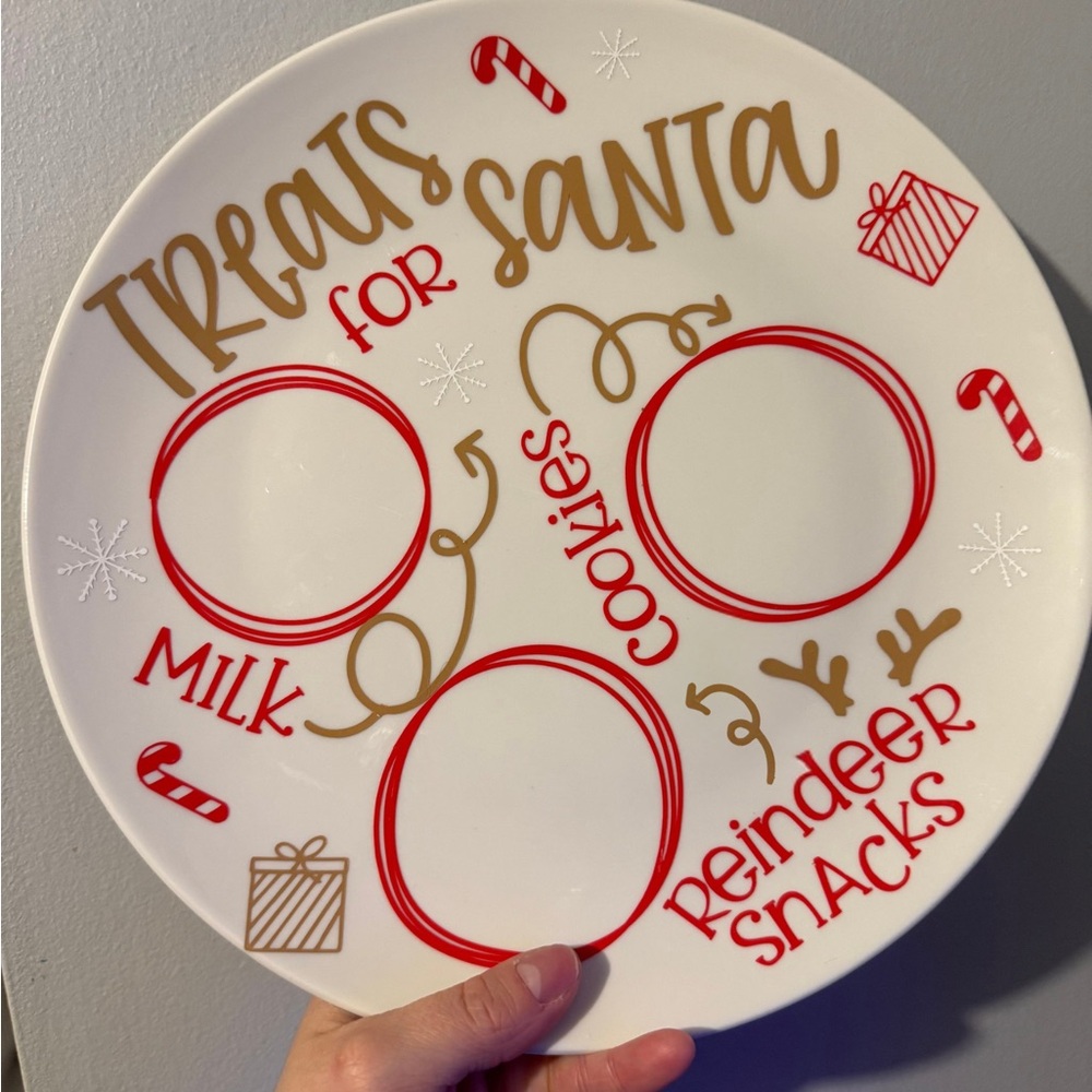 Festive Holiday Plate for Santa - Red and Gold
